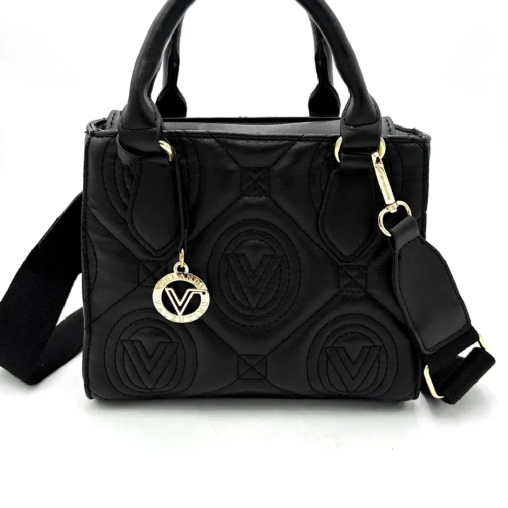 NWT Valentino Orlandi Black Satchel with Gold Accents